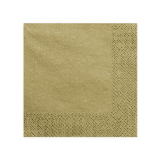 Ubrousky třívrstvé, zlaté třpytivé, 40*40 cm (zn. PartyDeco)