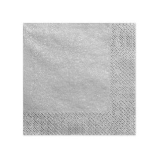 Ubrousky třívrstvé, stříbrné třpytivé, 40*40 cm (zn. PartyDeco)
