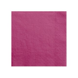 Ubrousky třívrstvé, tmavě růžové, 40*40 cm (zn. PartyDeco)