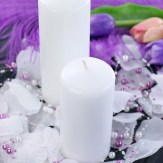 Svíčka válec, bílá matná, 15*6 cm (zn. PartyDeco)