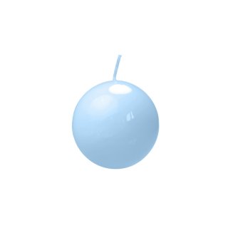 Svíčka koule, lesklá světle modrá, 6 cm