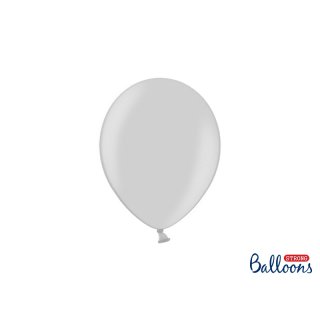 Balónek metalický, stříbrný, 23cm (zn. StrongBalloons)