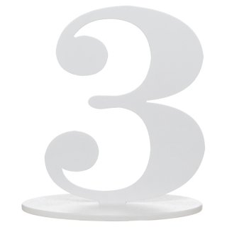 Číslice bílá "3" s podstavcem