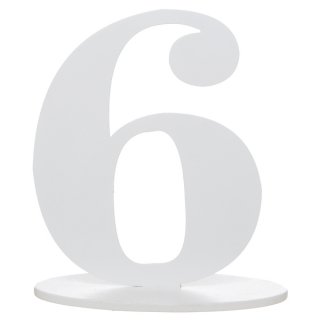 Číslice bílá "6" s podstavcem