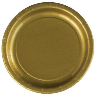 Papírový talíř kulatý, zlatý, 22 cm