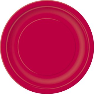 Papírový talíř kulatý, červený, 22 cm