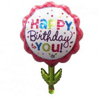 Balónek "Happy birthday" ve tvaru kytky, 55x75cm