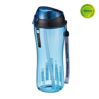 Sportovní láhev z tritanu se silikonovým brčkem, 550ml - modrá