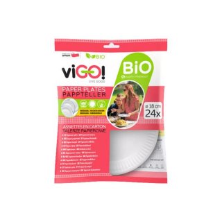 Talíře papírové VIGO!, 18cm, 24cm
