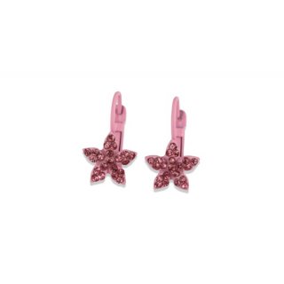 Barevné náušnice "hvězdy" s kamínky růžové