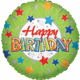 Fóliový balónek "Happy Birthday" -  Zelený, 46cm