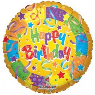 Fóliový balónek "Happy Birthday" - Žlutý, 46cm