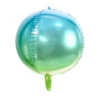 PartyDeco fóliový balónek, kulatý, modro-zelený, 35 cm