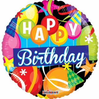 Fóliový balónek obří kruh Happy Birthday, velikost 91 cm