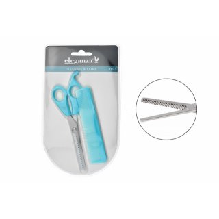Kadeřnické prostřihávací nůžky na doma, modré