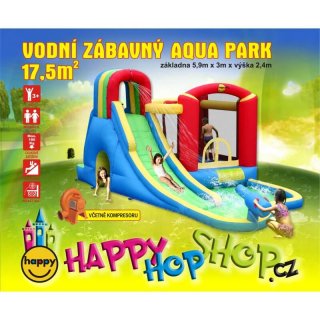 Vodní AQUA skákací hrad s bazénem, skluzavkou a skákací plochou