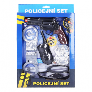 Policejní set - pouta, vysílačka, pistol, odznak a brýle