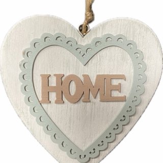 Dřevěná cedulka HOME - tvar srdce, 11x11cm
