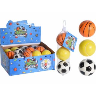 Pěnové míčky fotbal, tenis, basketbal, velikost 7cm/ set3ks