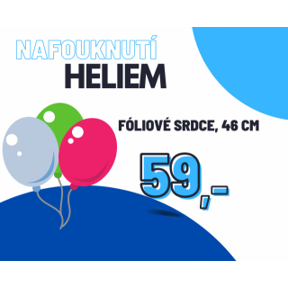 Helium - nafouknutí - fóliové srdce, 46 cm
