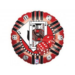 Fóliový balónek CASINO - POKER a kostky, žeton, velikost 46 cm (zn. GRABO)