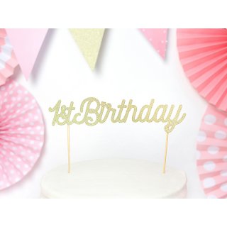 Dortová ozdoba "1st birthday", zlatá (zn. PartyDeco)