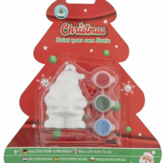 DIY sada Santa k vymalování - 8.5cm + 3 barvy a štětec (zn. RMS)
