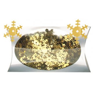 Dekorační konfety vločky, metalické, 1.8cm v krabičce, zlatá barva (20g) (zn. AndělPřerov)
