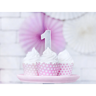 Narozeninová svíčka číslo 1, stříbrná (zn. PartyDeco)