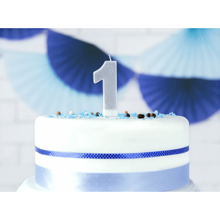 Narozeninová svíčka číslo 1, stříbrná (zn. PartyDeco)