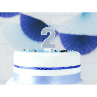 Narozeninová svíčka číslo 2, stříbrná (zn. PartyDeco)