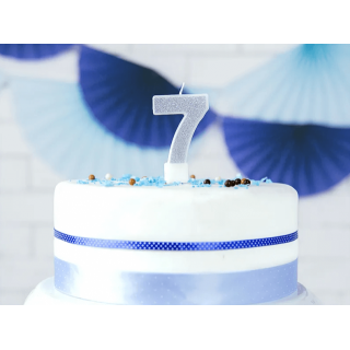 Narozeninová svíčka číslo 7, stříbrná (zn. PartyDeco)