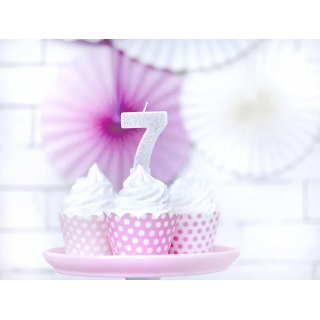 Narozeninová svíčka číslo 7, stříbrná (zn. PartyDeco)