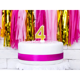 Narozeninová svíčka číslo 4, zlatá (zn. PartyDeco)