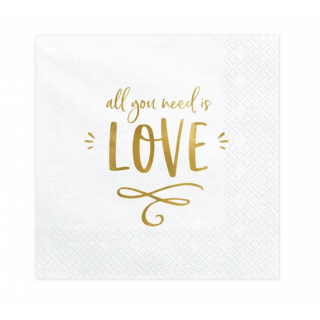 Ubrousky All you need is love, 33*33cm (zn. PartyDeco)