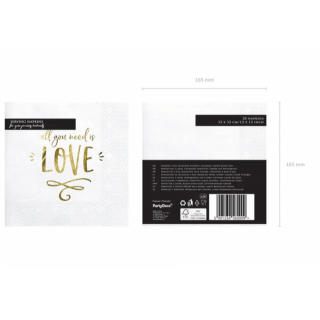 Ubrousky All you need is love, 33*33cm (zn. PartyDeco)