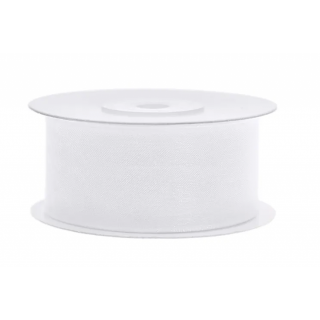 Stuha šifónová, bílá, 3.8cm/25m (zn. PartyDeco)