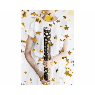Vystřelovací konfety, zlaté, hvězdy, 80 cm (zn. PartyDeco)