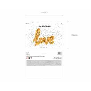Foliový nápis Love - zlatý, 73x59cm (zn. PartyDeco)
