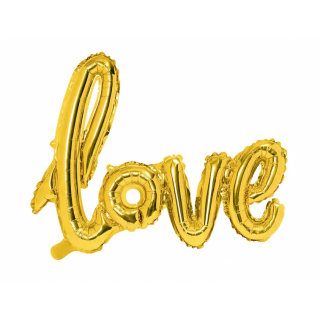 Foliový nápis Love - zlatý, 73x59cm (zn. PartyDeco)