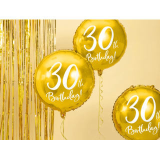 Foliový balónek 30th Birthday - zlatý, 45cm (zn. PartyDeco)