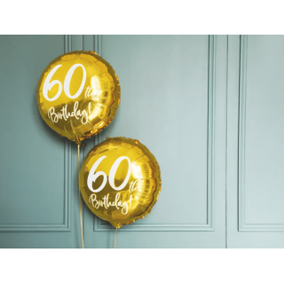 Foliový balónek 60th Birthday - zlatý, 45cm (zn. PartyDeco)