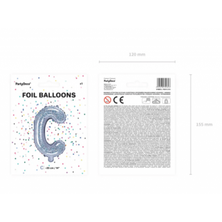 Foliový balónek písmeno C - holografický, 35cm (zn. PartyDeco)