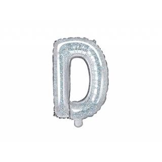 Foliový balónek písmeno D - holografický, 35cm (zn. PartyDeco)