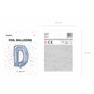 Foliový balónek písmeno D - holografický, 35cm (zn. PartyDeco)