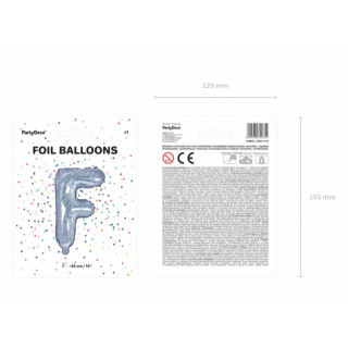Foliový balónek písmeno F -  holografický, 35cm (zn. PartyDeco)