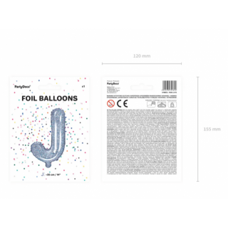 Foliový balónek písmeno J -  holografický, 35cm (zn. PartyDeco)