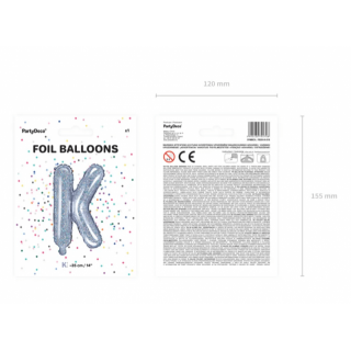 Foliový balónek písmeno K - holografický, 35cm (zn. PartyDeco)