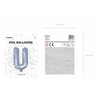 Foliový balónek písmeno U - holografický, 35cm (zn. PartyDeco)