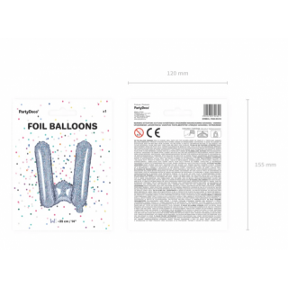 Foliový balónek písmeno W - holografický, 35cm (zn. PartyDeco)